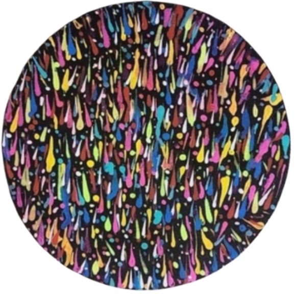 Hand Crafted Abstract Design Round  12 x 12 Inches Canvas Painting - Picture 3 of 4